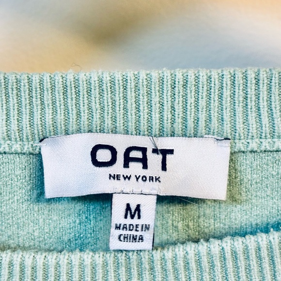 OAT New York Mint Green Bubble Sleeve Cropped Sweater Medium - Picture 3 of 6